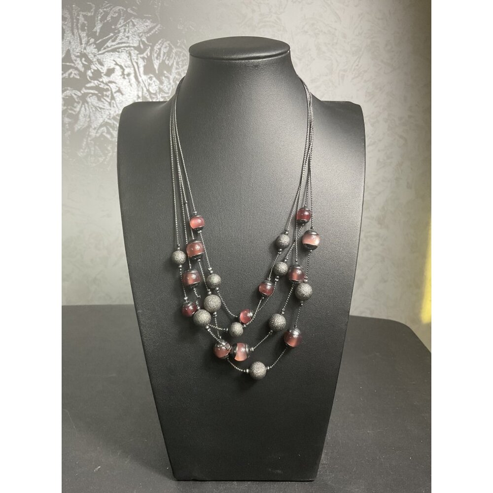 Coldwater Creek Purple Moonglow Multi-Bead Layered Necklace